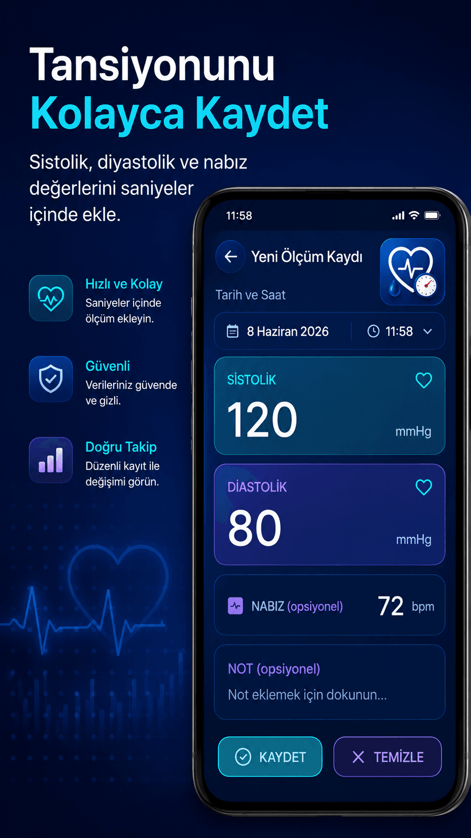 Blood Pressure Tracker screen 1
